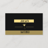 Classy, Metallic Martini Gold Logo Bartender Visitekaartje (Voorkant)