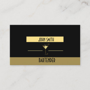 Classy, Metallic Martini Gold Logo Bartender Visitekaartje
