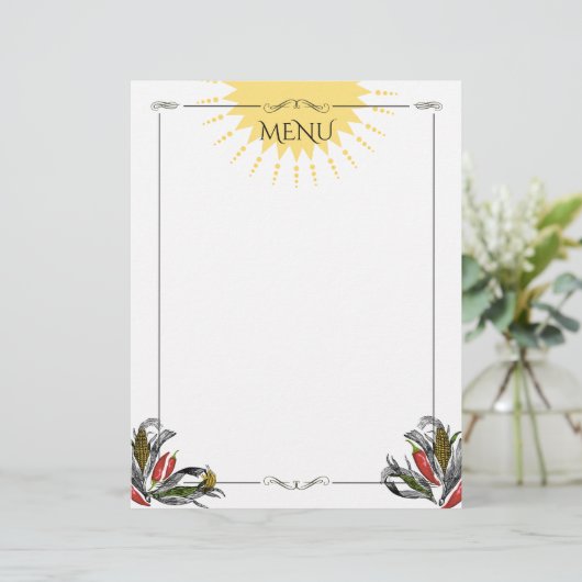 Classy Mexicaanse maïspaprika menu letterhead (Staand voorkant)