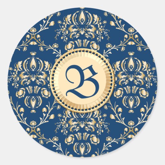 Classy middeleeuwse Monogram Goud Midnight Blue Da Ronde Sticker (Voorkant)
