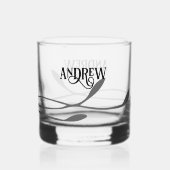 Classy MiniMal Black Design met naam Whisky Glas (Achterkant)