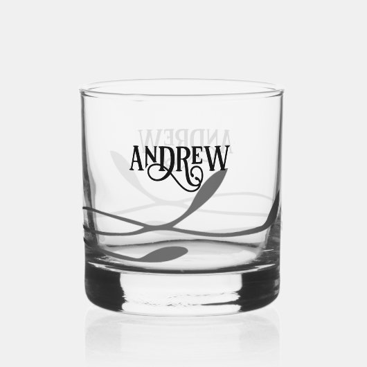 Classy MiniMal Black Design met naam Whisky Glas (Achterkant)