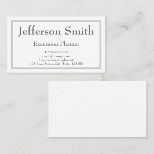 Classy & Minimal Excursion Planner Visitekaartje (Voorkant / Achterkant)