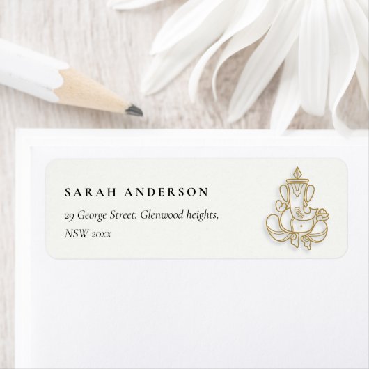 Classy Minimal Gold Ganesh Indiaas adres Etiket (Insitu)