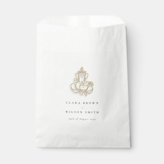 Classy Minimal Gold Ganesh Indiase bruiloft Bedankzakje (Voorkant)