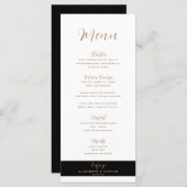 Classy Minimalist Black & Gold Wedding Menu (Voorkant / Achterkant)