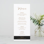 Classy Minimalist Black & Gold Wedding Menu (Staand voorkant)