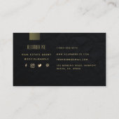 Classy Minimalist Elegant Black Gold Professional Visitekaartje (Achterkant)