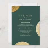 Classy minimalist Emerald Green & Gold Wedding Kaart (Voorkant)