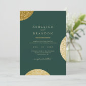 Classy minimalist Emerald Green & Gold Wedding Kaart (Staand voorkant)