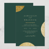 Classy minimalist Emerald Green & Gold Wedding Kaart (Voorkant / Achterkant)