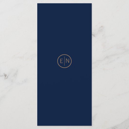 Classy Minimalist Gold Navy Blue Wedding Menu (Achterkant)