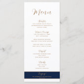 Classy Minimalist Gold Navy Blue Wedding Menu (Voorkant)