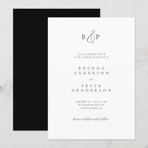 Classy Minimalist Typography Black & White Wedding Kaart