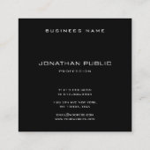 Classy minimalistisch elegant zwart eenvoudig mode vierkante visitekaartje (Achterkant)