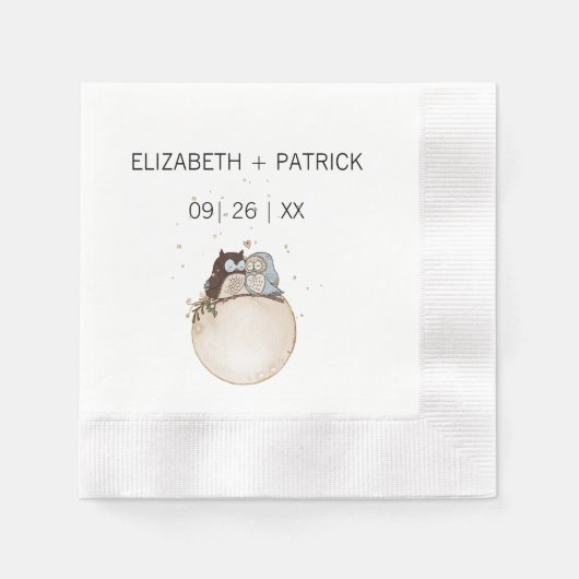 Classy minimalistisch, uilen in de liefde servet (Voorkant)