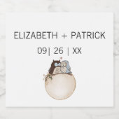 Classy minimalistisch, uilen in de liefde sparkling wijnetiket (Enkel label)