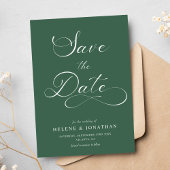 Classy minimalistische elegante bos groene bruilof save the date