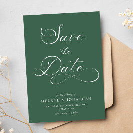 Classy minimalistische elegante bos groene bruilof save the date