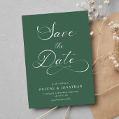 Classy minimalistische elegante bos groene bruilof save the date
