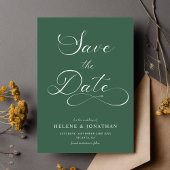Classy minimalistische elegante bos groene bruilof save the date