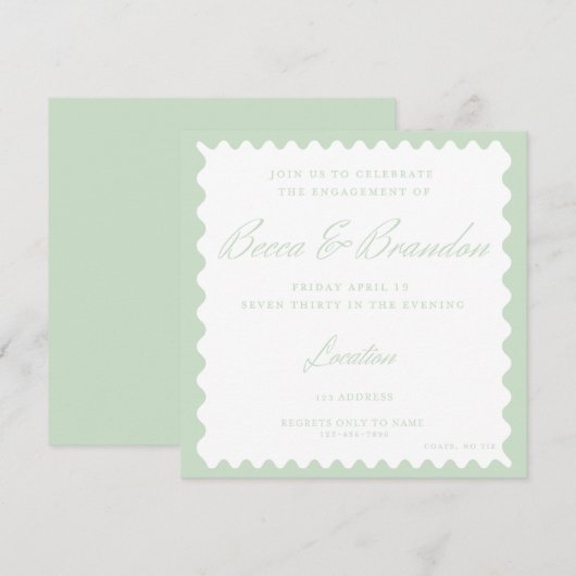 Classy minimalistische Green Engagement Party Uitn (Voorkant / Achterkant)