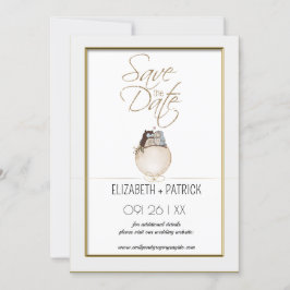 Classy minimalistische uilen, verliefd op de datum kaart