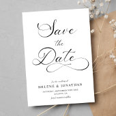 Classy minimalistische zwart wit elegante bruiloft save the date