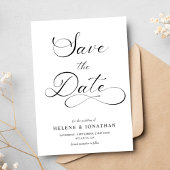 Classy minimalistische zwart wit elegante bruiloft save the date