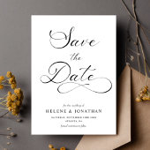 Classy minimalistische zwart wit elegante bruiloft save the date