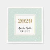 Classy Mint en Gold Personalized Afstuderen Servetten (Voorkant)