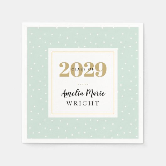 Classy Mint en Gold Personalized Afstuderen Servetten (Voorkant)