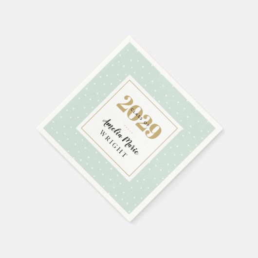 Classy Mint en Gold Personalized Afstuderen Servetten (Hoek)
