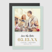 Classy Mint en Gold Photo Save the Date (Voorkant / Achterkant)