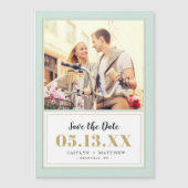 Classy Mint en Gold Photo Save the Date (Voorkant)