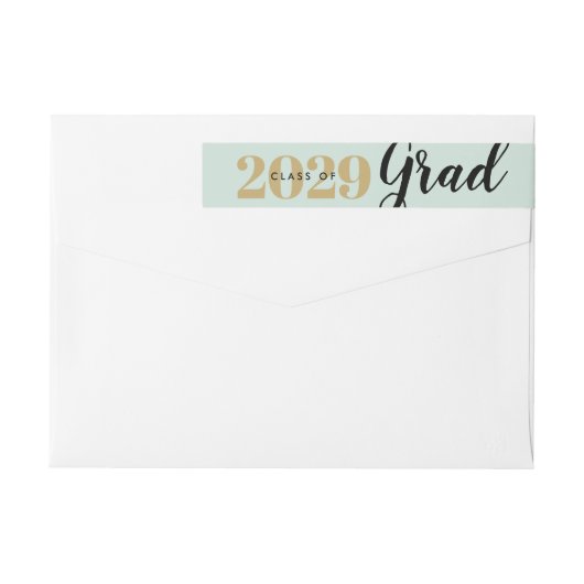 Classy Mint en Goud Afstuderen Retouradres (Achterkant)