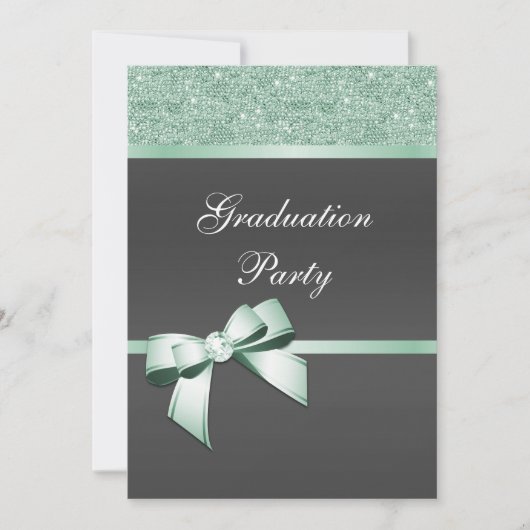 Classy Mint Green & Black Graduation Party Kaart (Voorkant)