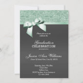 Classy Mint Green & Black Graduation Party Kaart (Achterkant)