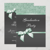 Classy Mint Green & Black Graduation Party Kaart (Voorkant / Achterkant)