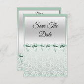 Classy Mint Green Bows & Lace Save The Date (Voorkant / Achterkant)