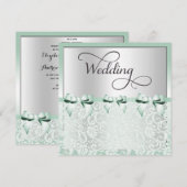 Classy Mint Green Bows & Lace Wedding Kaart (Voorkant / Achterkant)