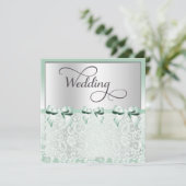 Classy Mint Green Bows & Lace Wedding Kaart (Staand voorkant)