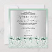 Classy Mint Green Bows & Lace Wedding Kaart (Achterkant)