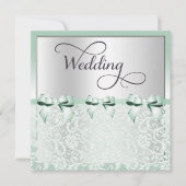Classy Mint Green Bows & Lace Wedding Kaart (Voorkant)