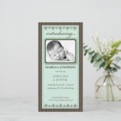 Classy Mint Green Gepersonaliseerd Geboorteaankond Aankondiging (Staand voorkant)