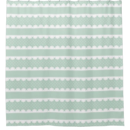 Classy Mint Green & White Lace Striped Pattern Douchegordijn (Voorkant)