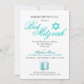 Classy Mode Blue Theme Bat Mitzvah Birthday Kaart (Voorkant)