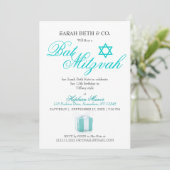 Classy Mode Blue Theme Bat Mitzvah Birthday Kaart (Staand voorkant)