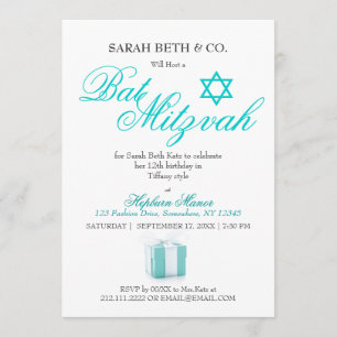 Classy Mode Blue Theme Bat Mitzvah Birthday Kaart