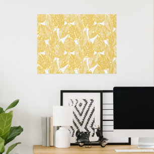 Classy Modern Abstract Leaves Art Pattern Gold Folie Afdrukken